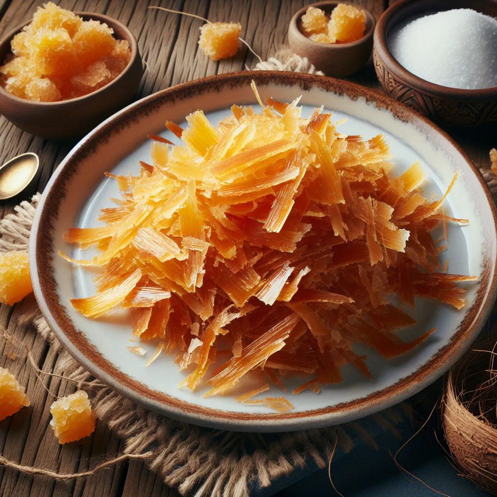 Golden coconut-crusted pork pieces served with fresh lemon wedges