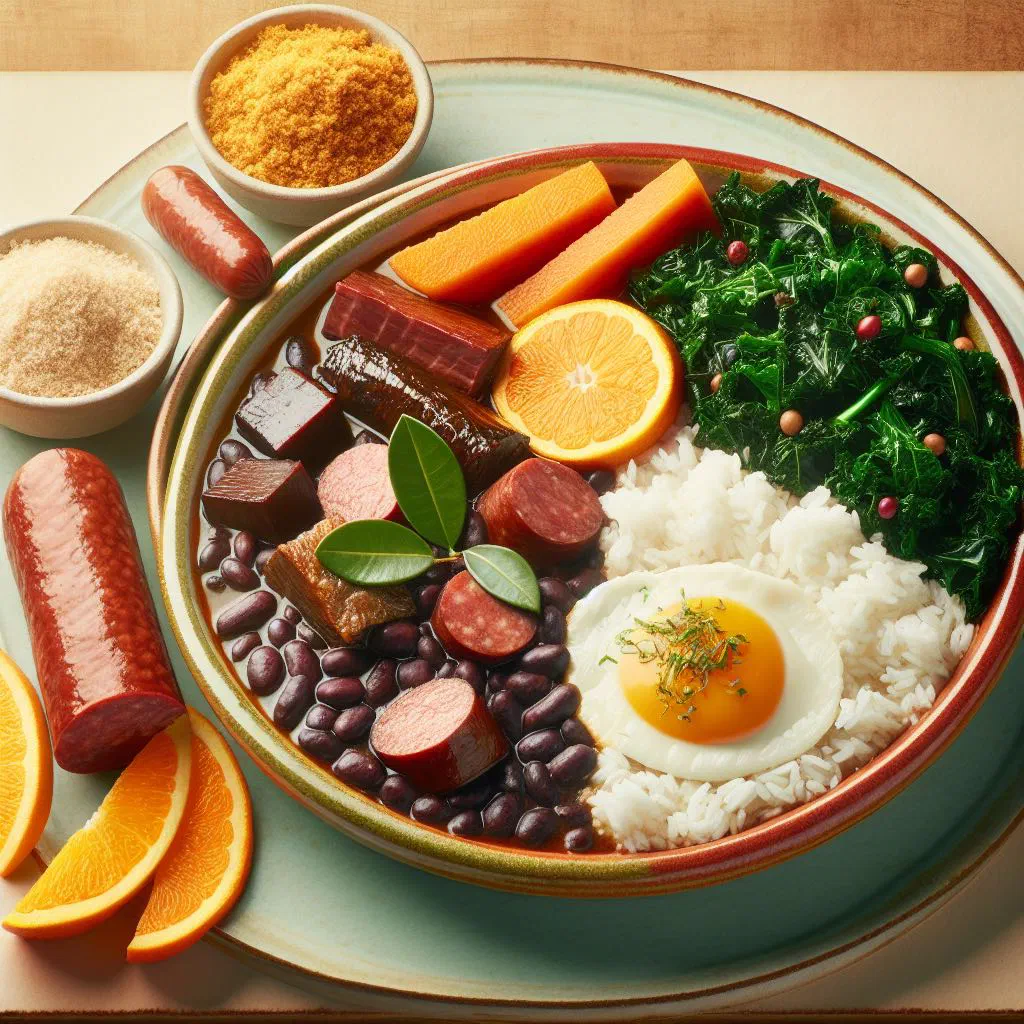 Rich Mozambican feijoada stew with black beans, meat and chorizo