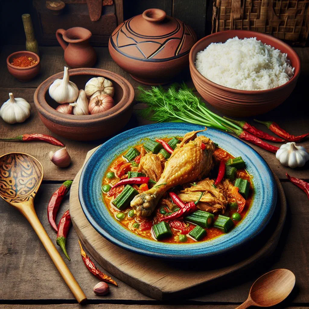 Muamba de Galinha chicken in creamy peanut sauce served with rice