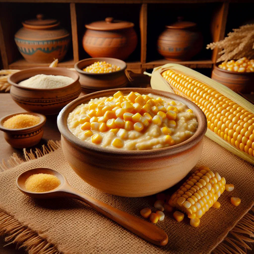 Warm maize meal dumplings served on a plate