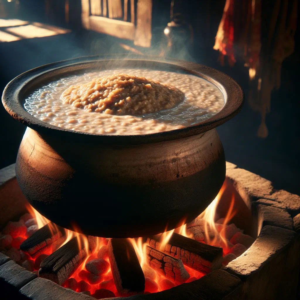 Creamy Namibian eembe porridge in a bowl with fresh toppings