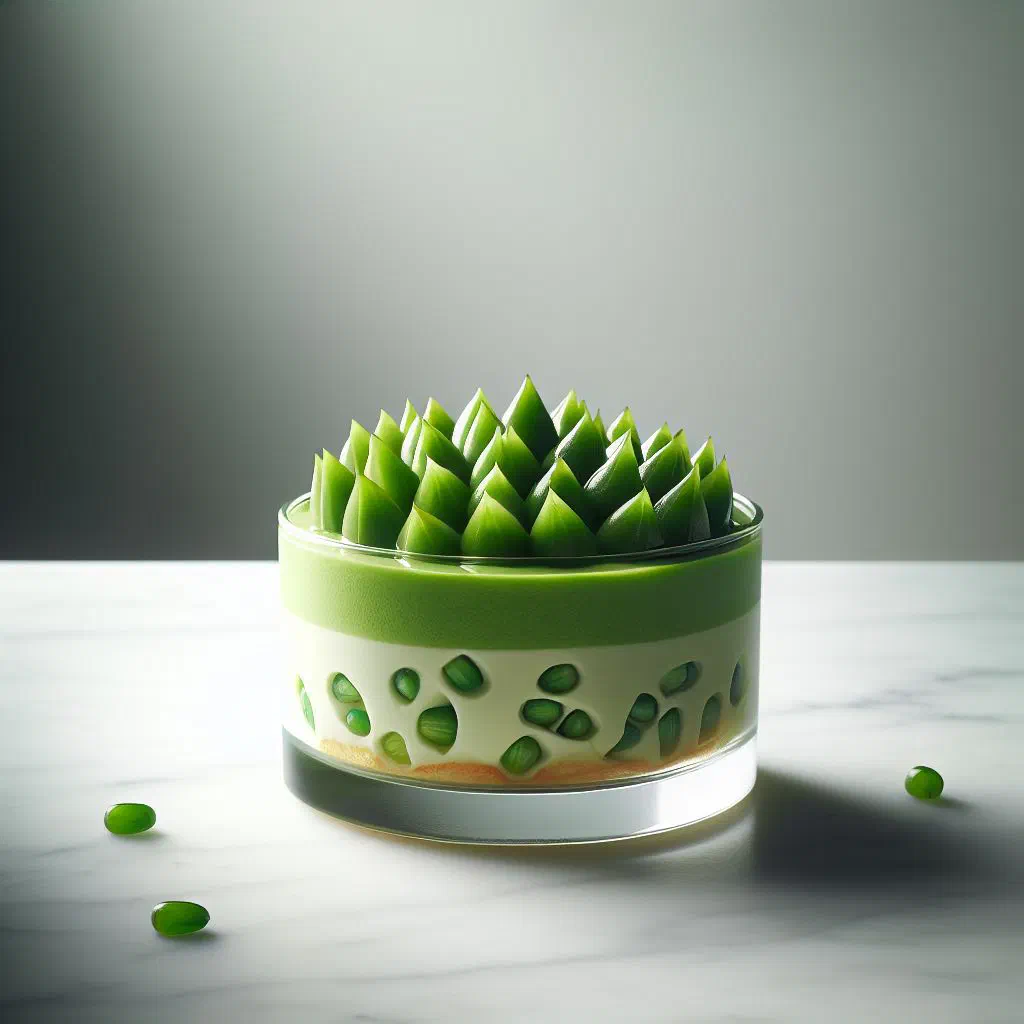 Creamy pandanus fruit mousse served in a dessert glass