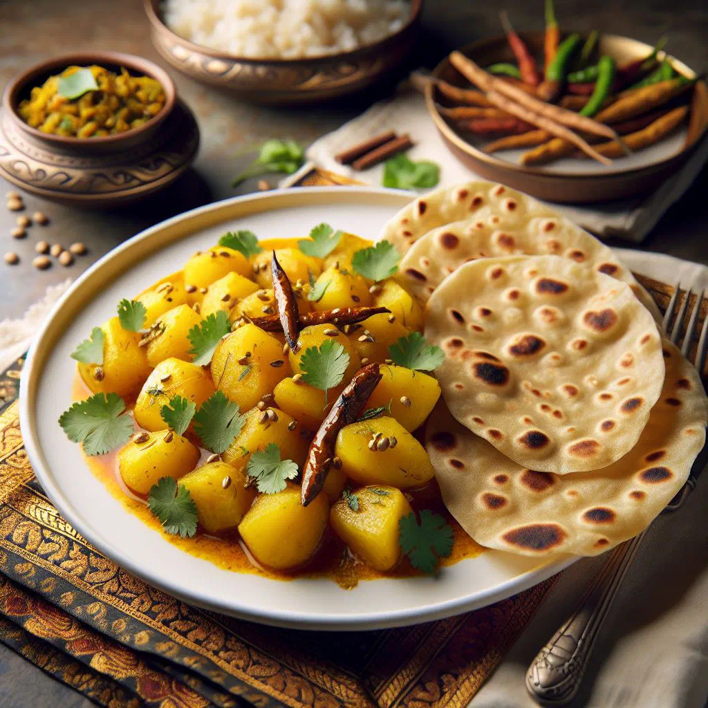 Spiced Nepalese potato curry garnished with fresh coriander