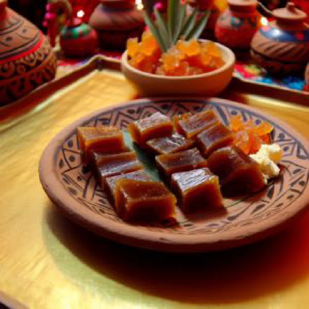 Set squares of Ghiu Chaku made from ghee and molasses, topped with nuts