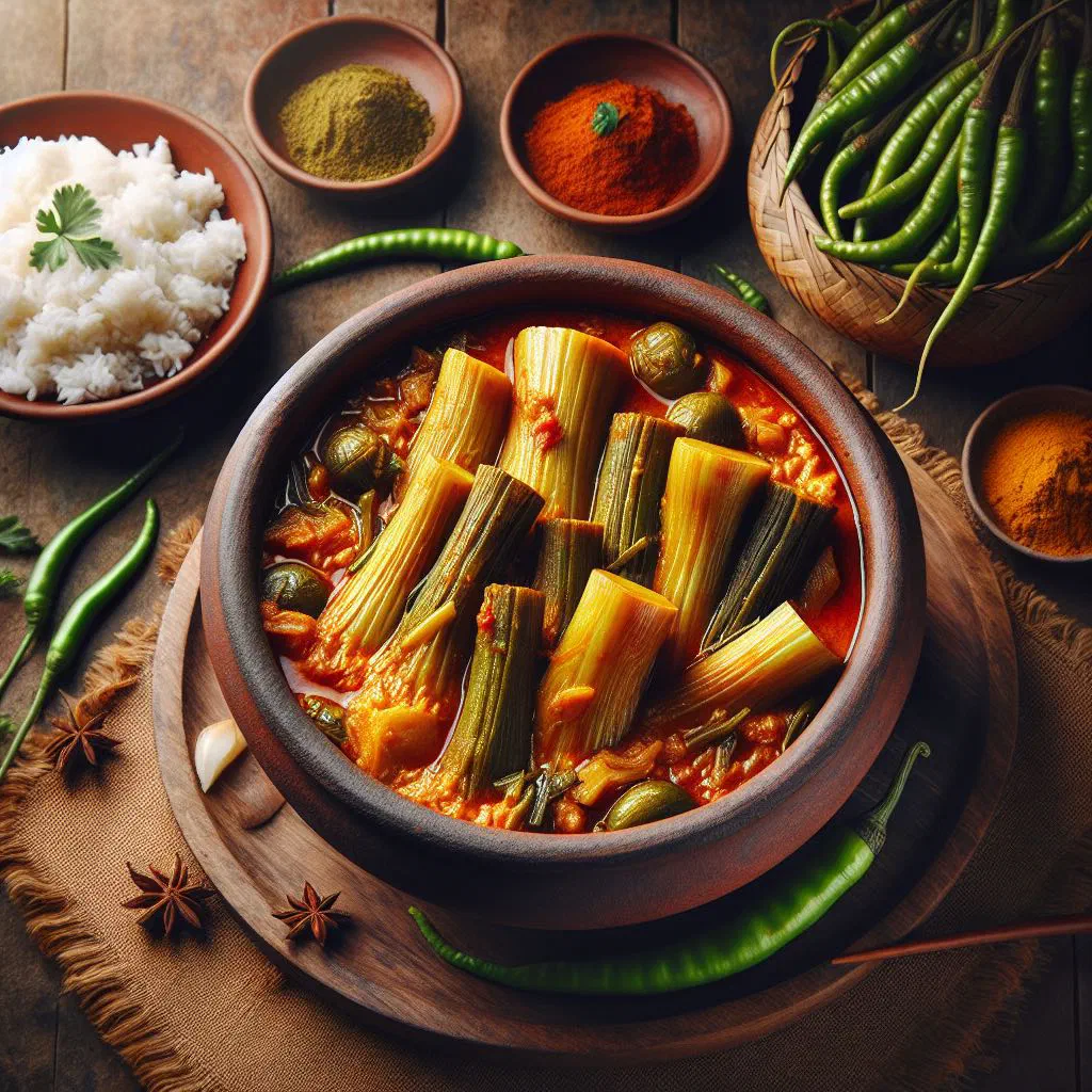 Karkalo tarkari, a Nepalese stir-fry of taro leaves with spices
