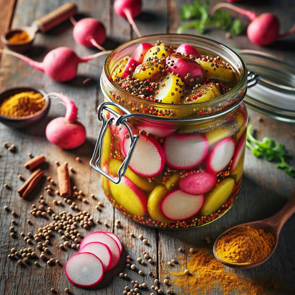 Spicy grated radish salad garnished with fresh coriander