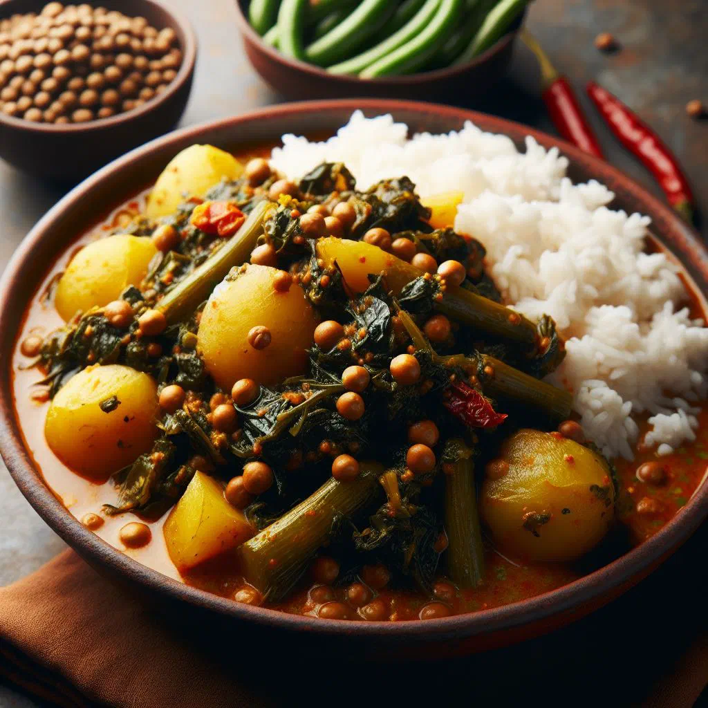 Sautéed Nepalese mustard greens garnished with fresh coriander