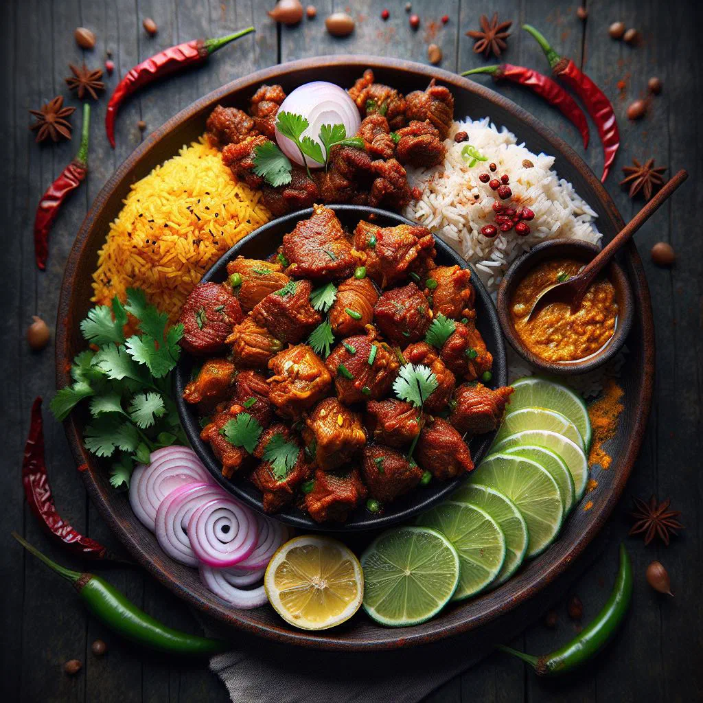 Spiced Sandheko Masu with tender meat and fresh coriander garnish