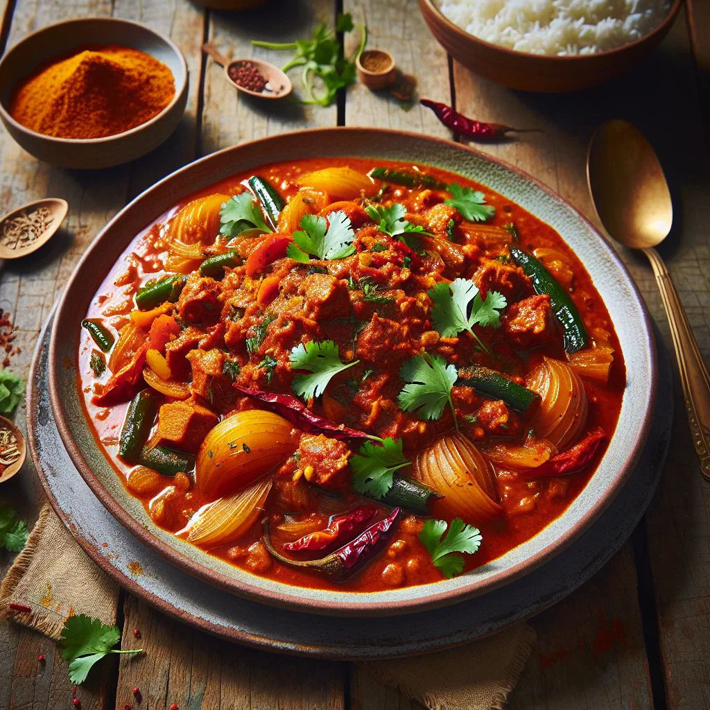 Bowl of Zimbu curry garnished with fresh coriander leaves