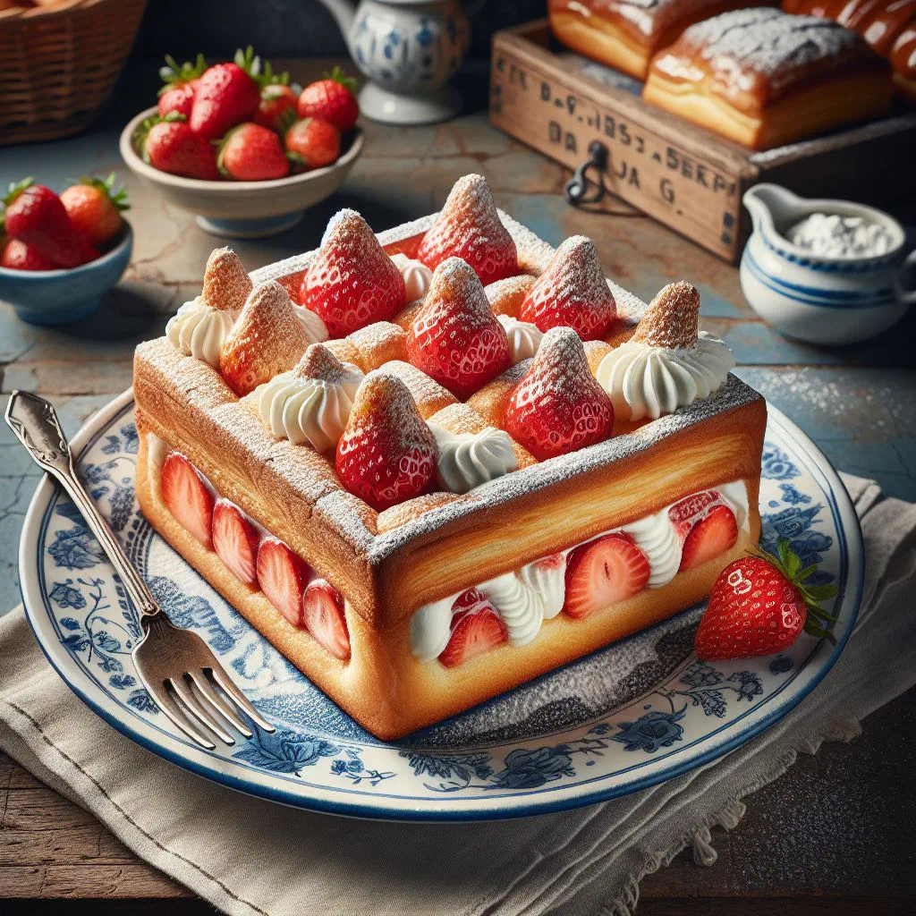Dutch aardbeienslof strawberry tart with a buttery base and fresh strawberries
