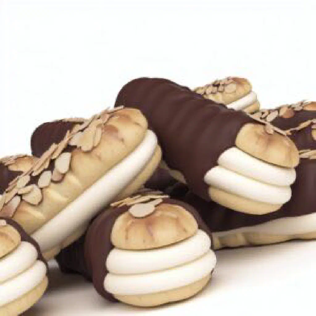 Almond Bokkenpootjes biscuits filled with buttercream and dipped in dark chocolate