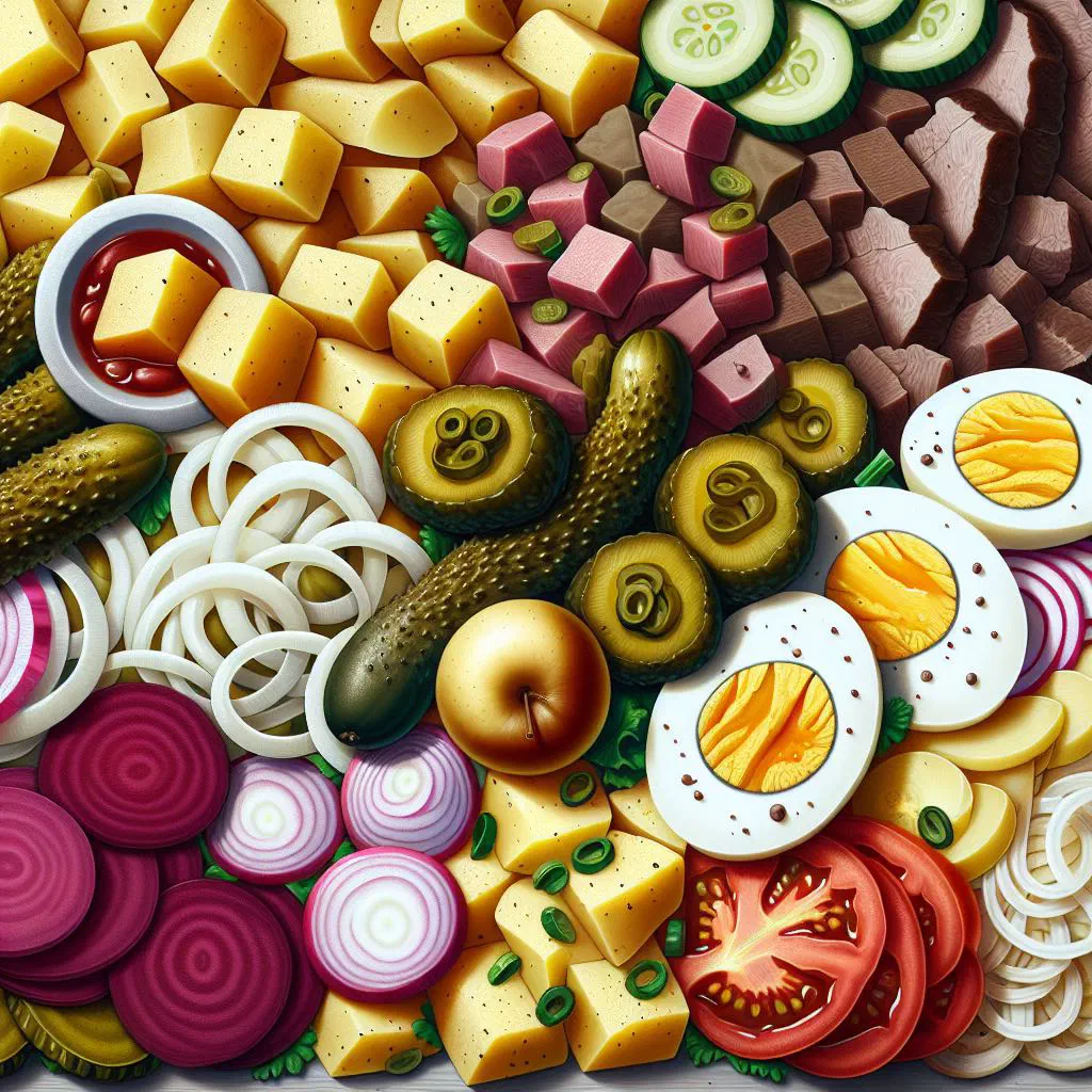 Baked Huzarenschotel casserole with layers of potato, meat and vegetables