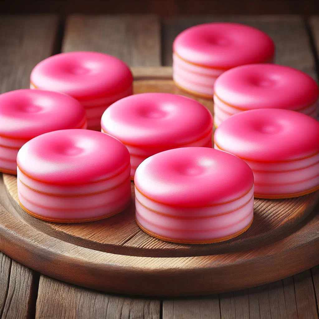 Soft pink Dutch roze koeken topped with smooth pink icing