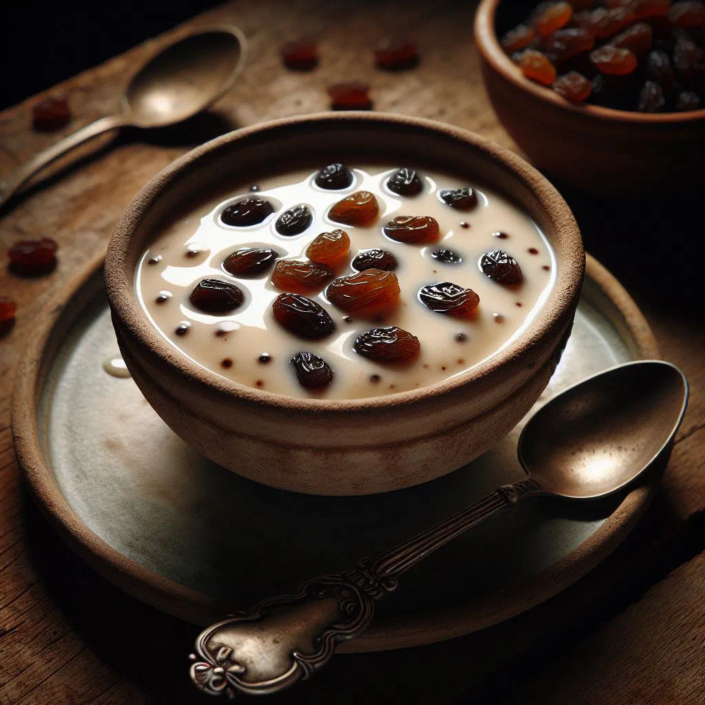 Creamy Dutch sour rice pudding topped with citrus zest and fresh fruit