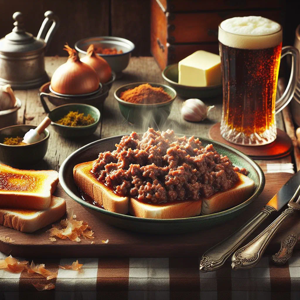 Savoury beef mince spooned over golden buttered toast