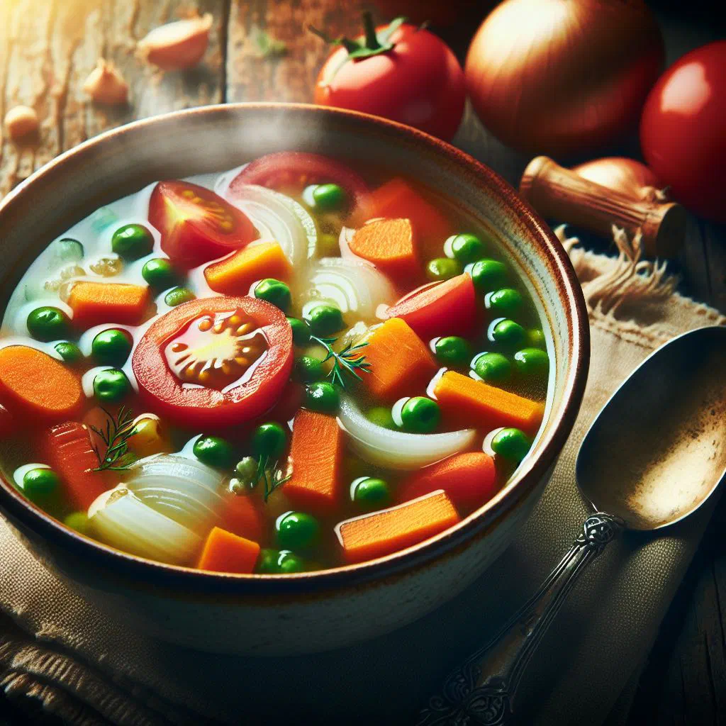 Bowl of hearty New Zealand vegetable soup garnished with fresh parsley
