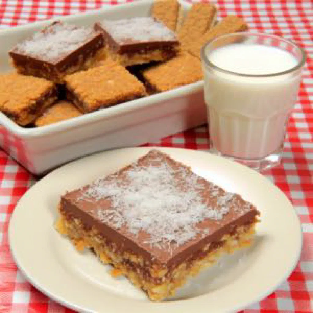 Golden Weet-Bix slice cut into squares with coconut and dried fruit