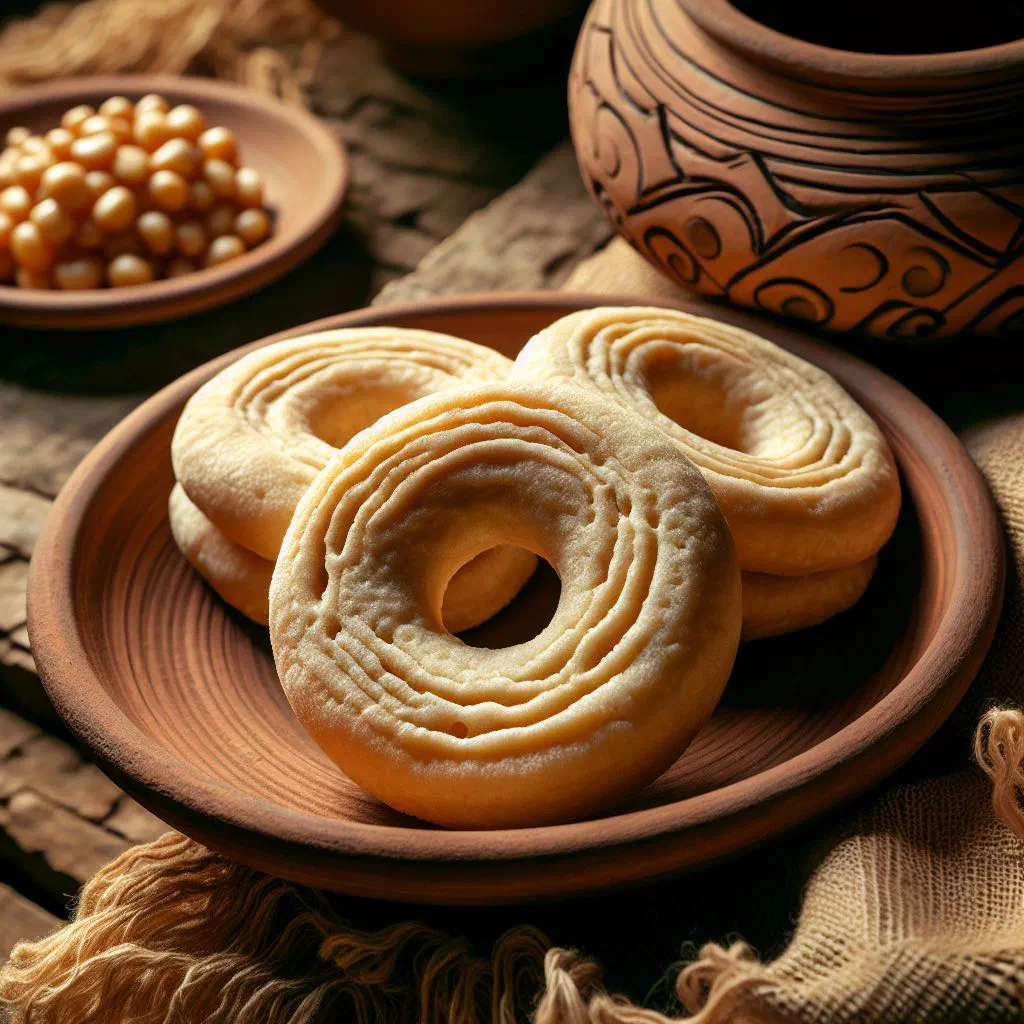 Golden baked rosquillas somoteñas corn and cheese rings on a plate