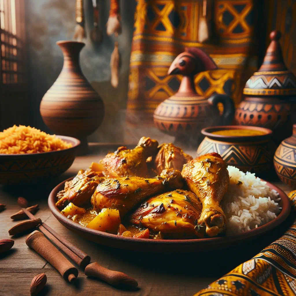 Poulet Yassa: braised chicken in a tangy onion and lemon sauce