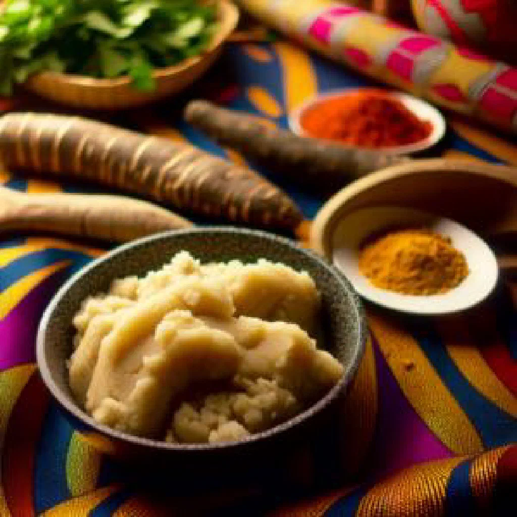 A bowl of creamy prepared gari served warm