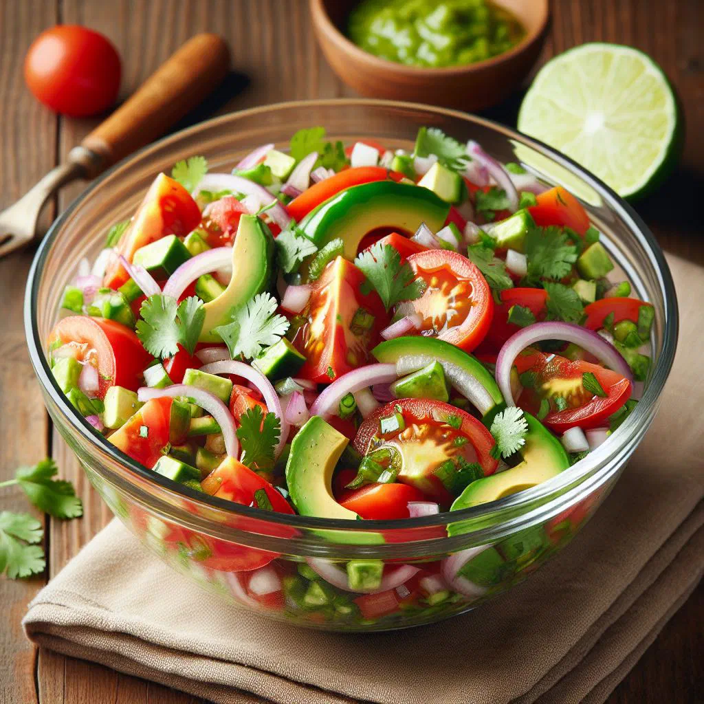 Fresh kachumbari salad with diced tomatoes, onions and peppers