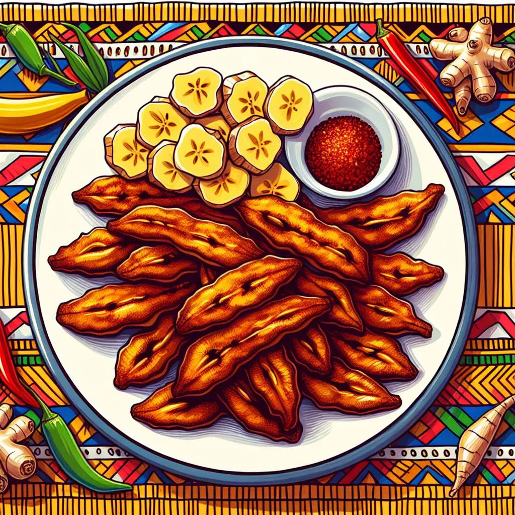 Golden cubes of spicy fried plantain served as kelewele