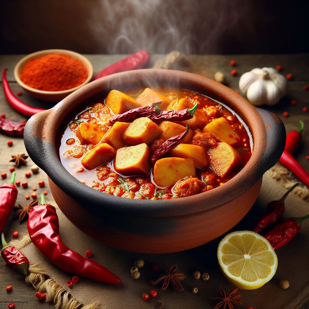 Bowl of Ukodo yam pepper soup with tender yam chunks in a spicy broth