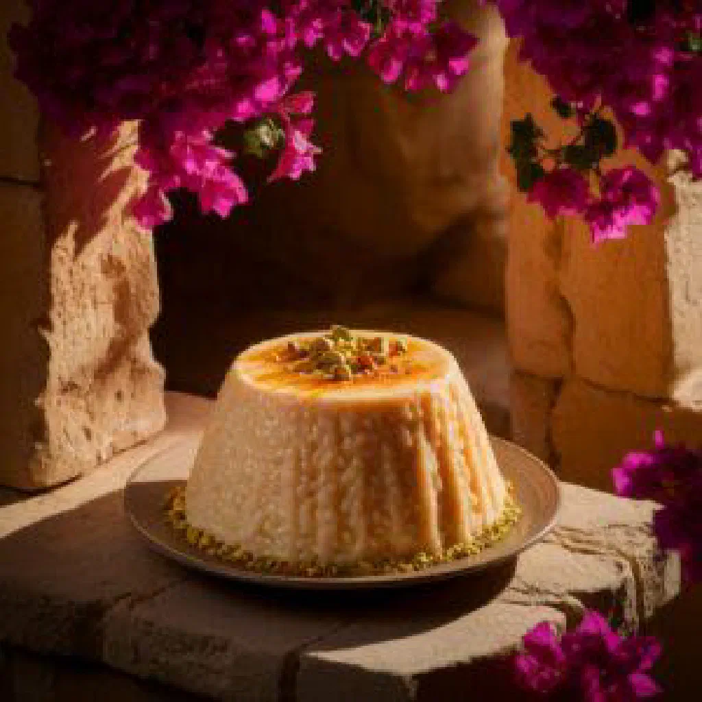 Creamy Blagajski Sutlijaš rice pudding dusted with cinnamon in a bowl
