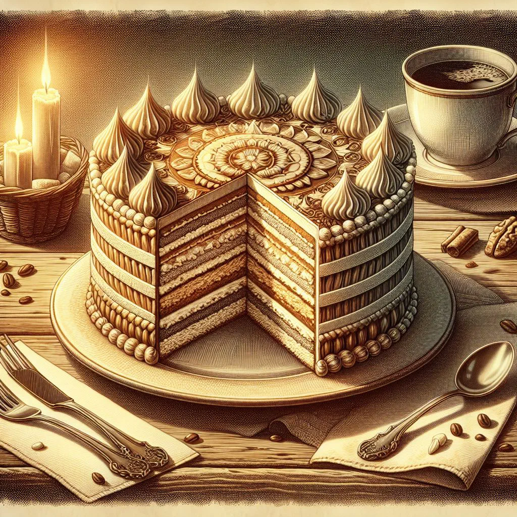 A slice of golden Macedonian mastika cake on a plate