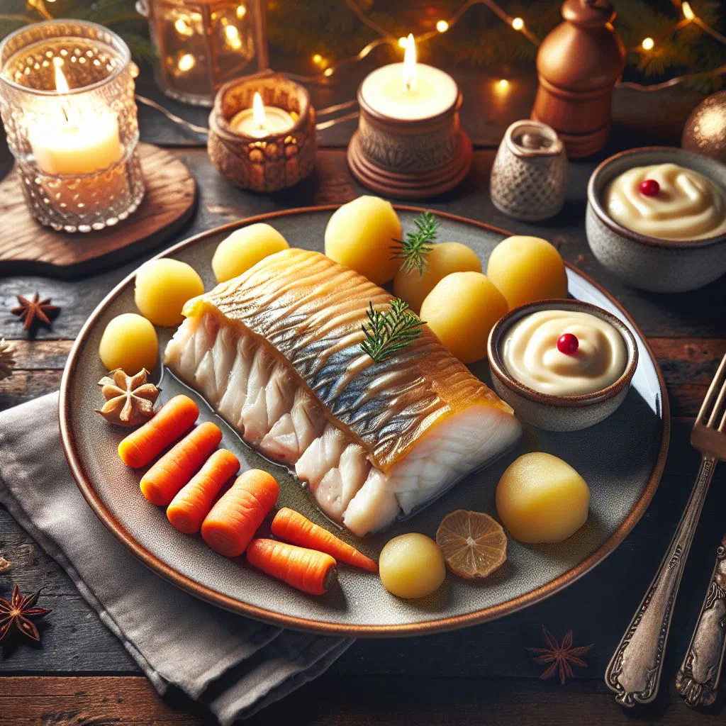 Boknafisk served with boiled potatoes, onions and fresh dill