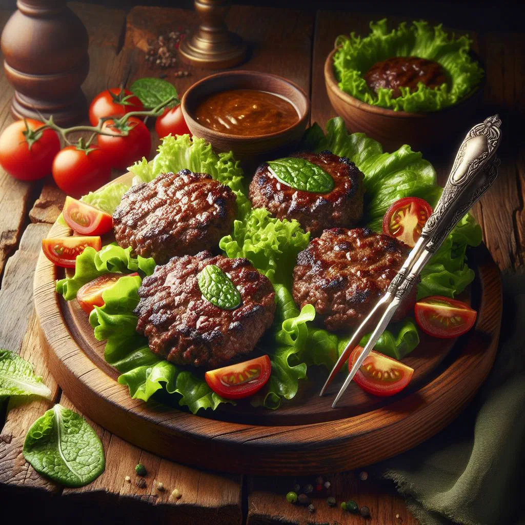 Golden-brown moose patties served with lingonberry jam and fresh herbs