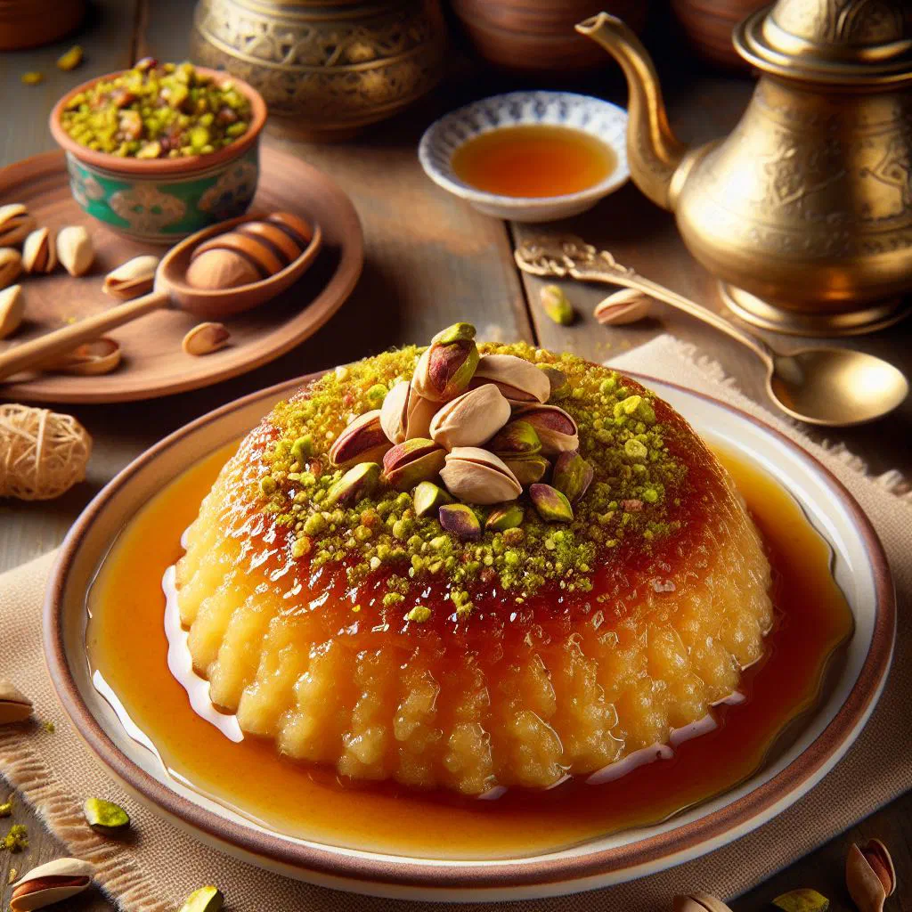 Creamy Omani hareeseh of wheat and lamb garnished with fresh mint