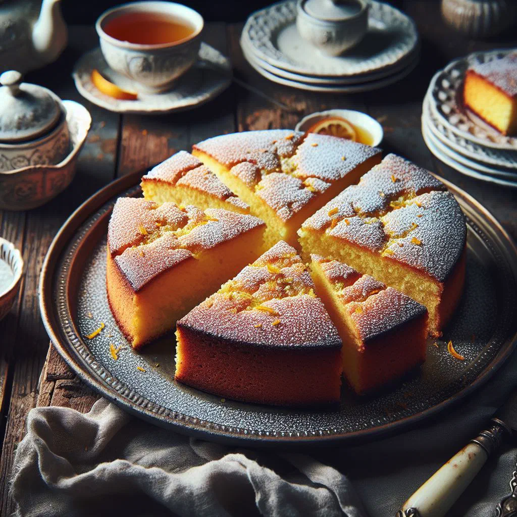 Golden Omani sweet semolina cake topped with almonds and pistachios