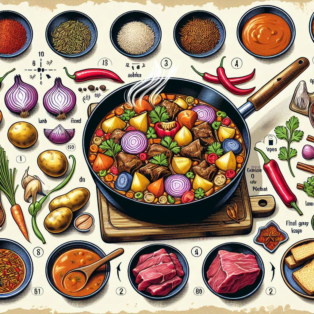 Aloo gosht curry with tender meat and potatoes in a spiced sauce