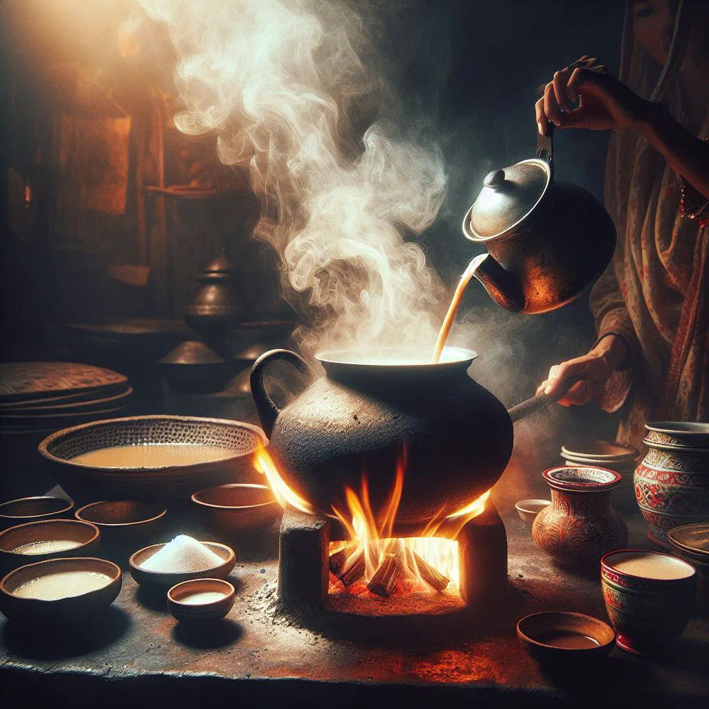A steaming cup of creamy Pakistani doodh patti chai