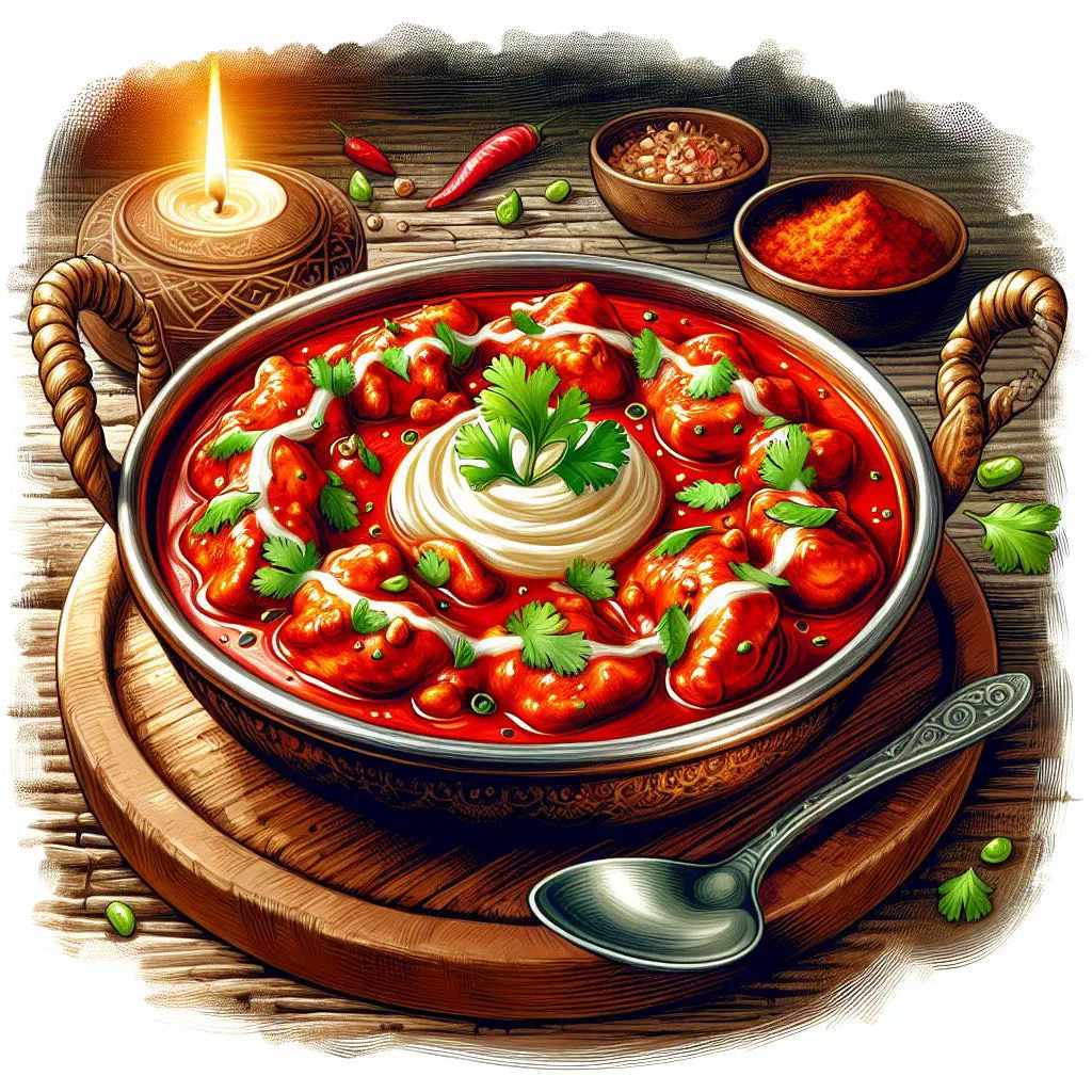 Creamy makhani handi chicken curry garnished with fresh coriander