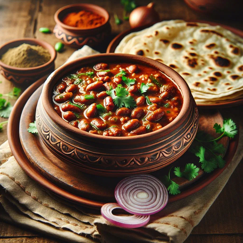 Rajma masala kidney beans in spiced tomato sauce with fresh coriander