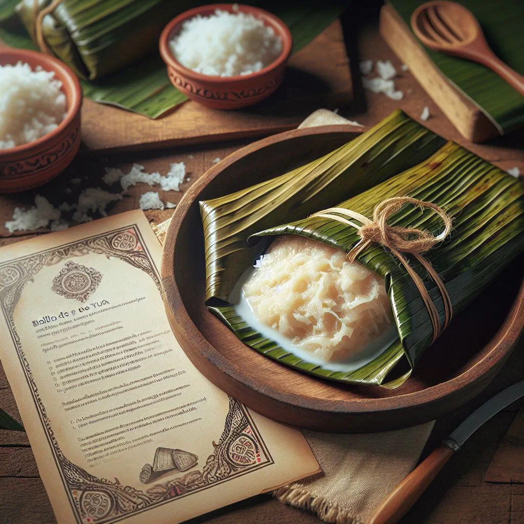 Steamed cassava bollos de yuca served on a plate