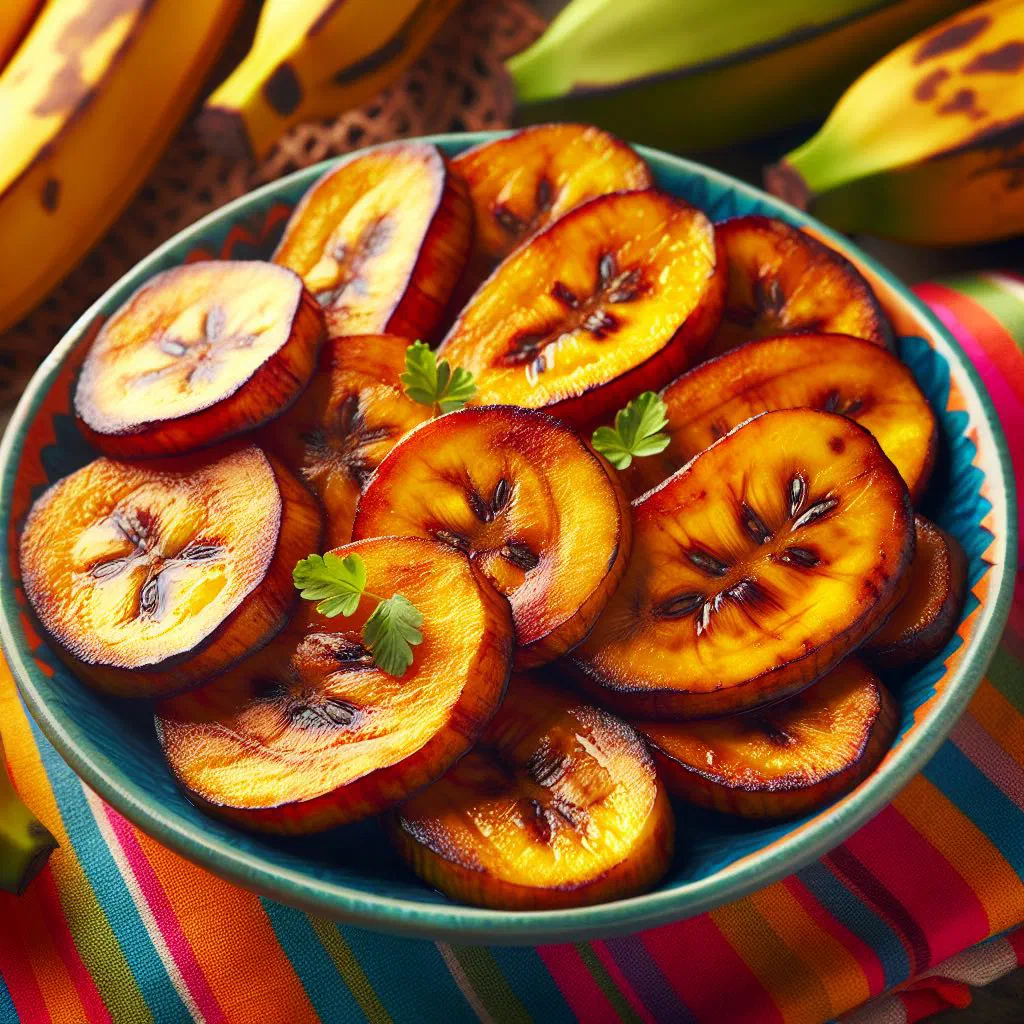Golden fried slices of ripe plantain on a plate