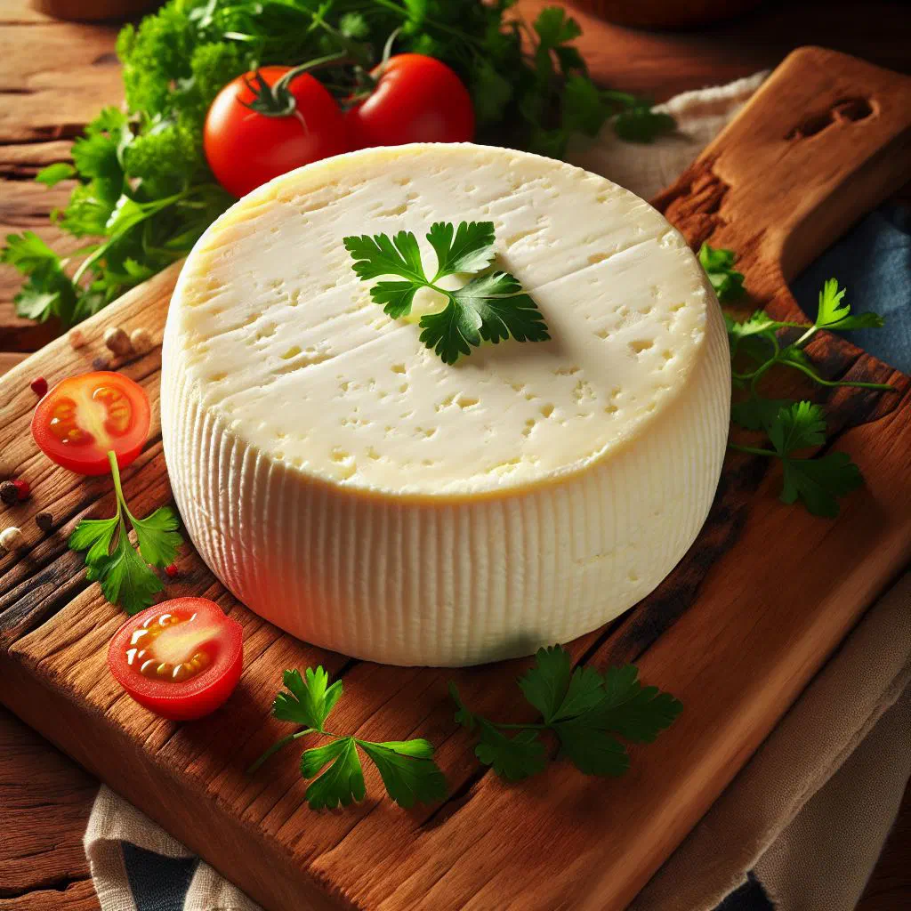 Block of fresh white queso blanco on a plate