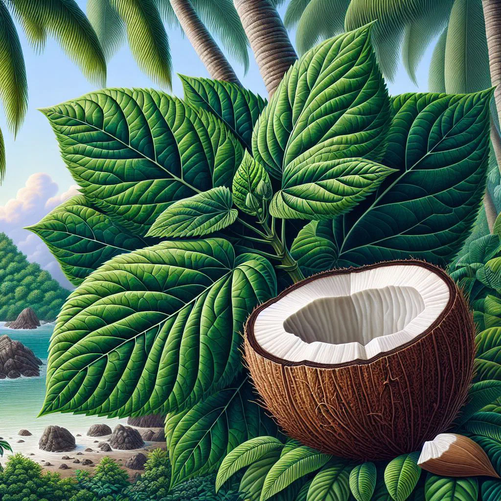 Tender aibika leaves stir-fried with freshly grated coconut in a pan
