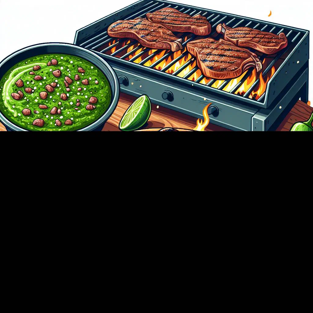 Grilled Paraguayan asado with beef, chorizo and onions on a wooden board