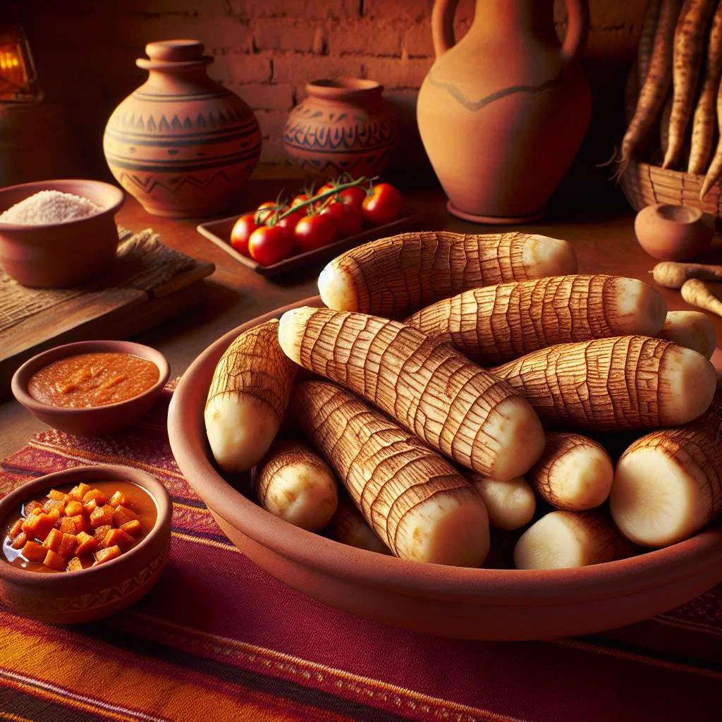 Golden baked mandioca al horno with cheese in a dish