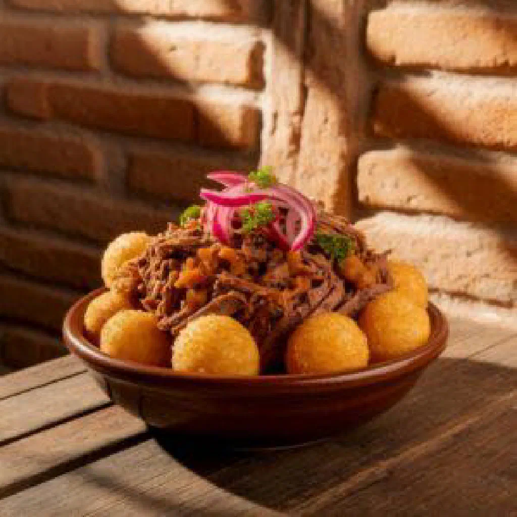 Golden pan-cooked reviro made with maize flour and cheese