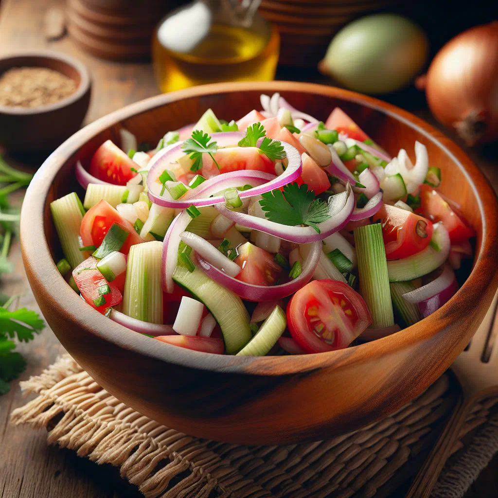 Fresh Peruvian chonta salad with tomato, avocado and lime dressing
