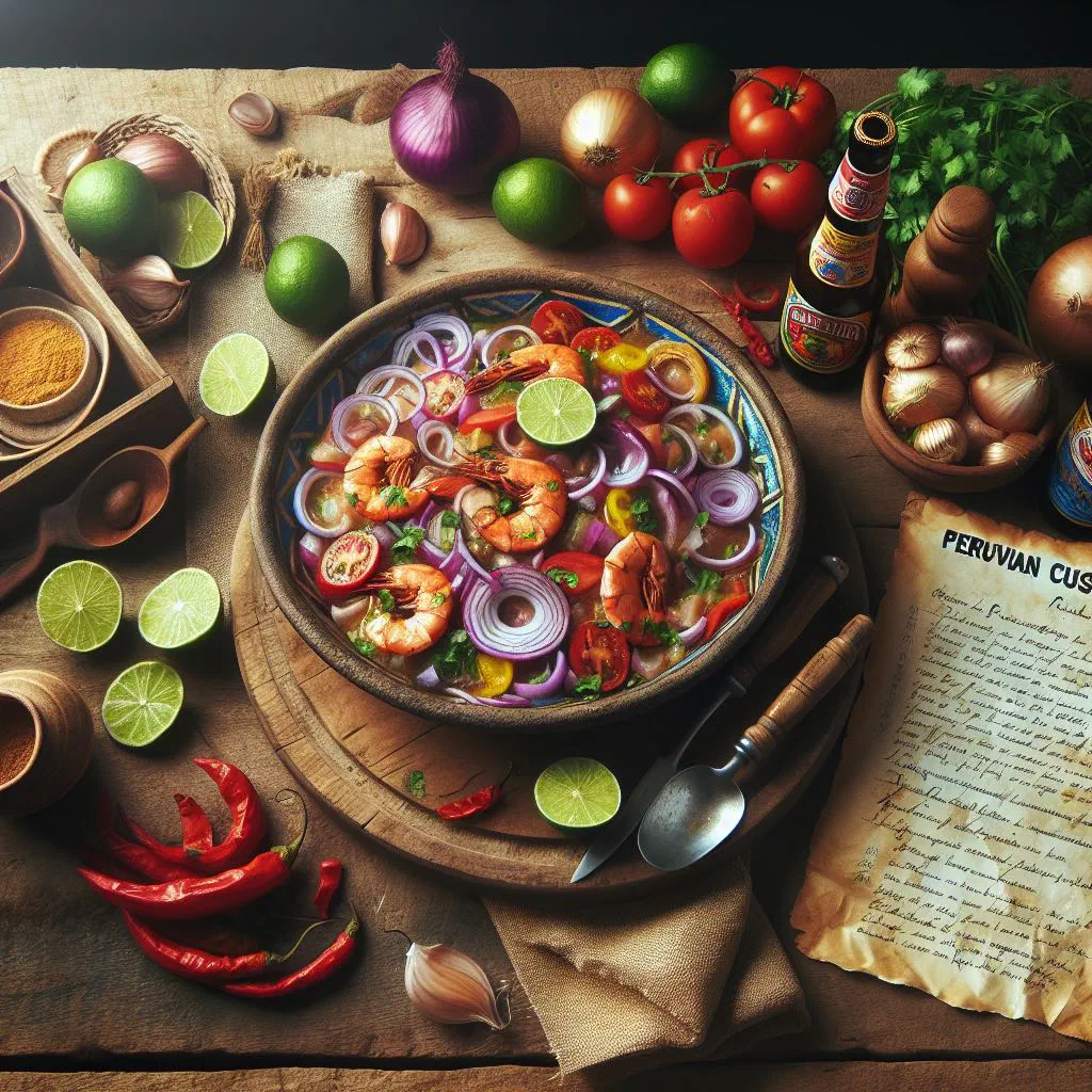 Crispy fried fish and seafood with salsa criolla and lime