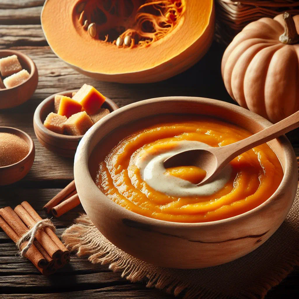 Creamy pumpkin mazamorra de calabaza dusted with cinnamon