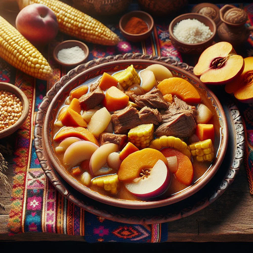 Bowl of Puchero Limeño beef and vegetable stew garnished with fresh herbs