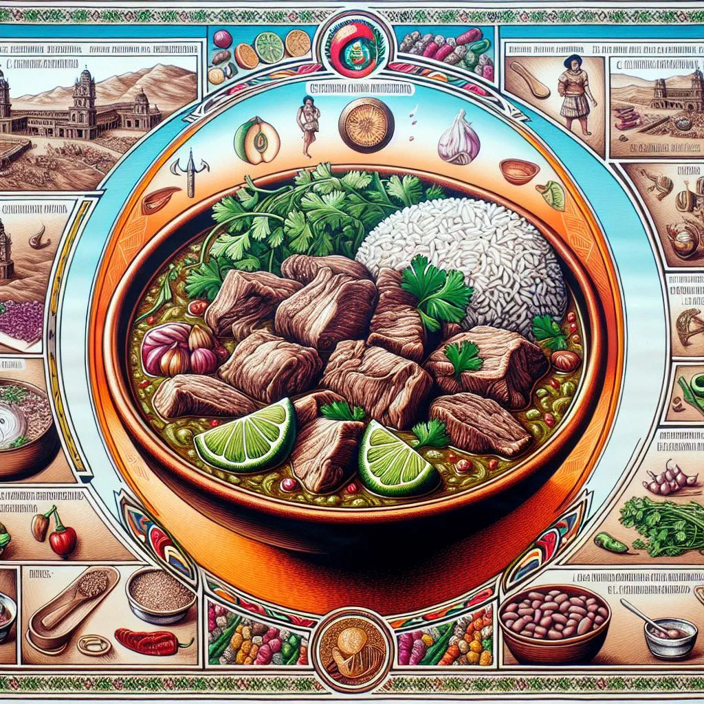 Seco de Cabrito, tender goat in coriander sauce served with rice