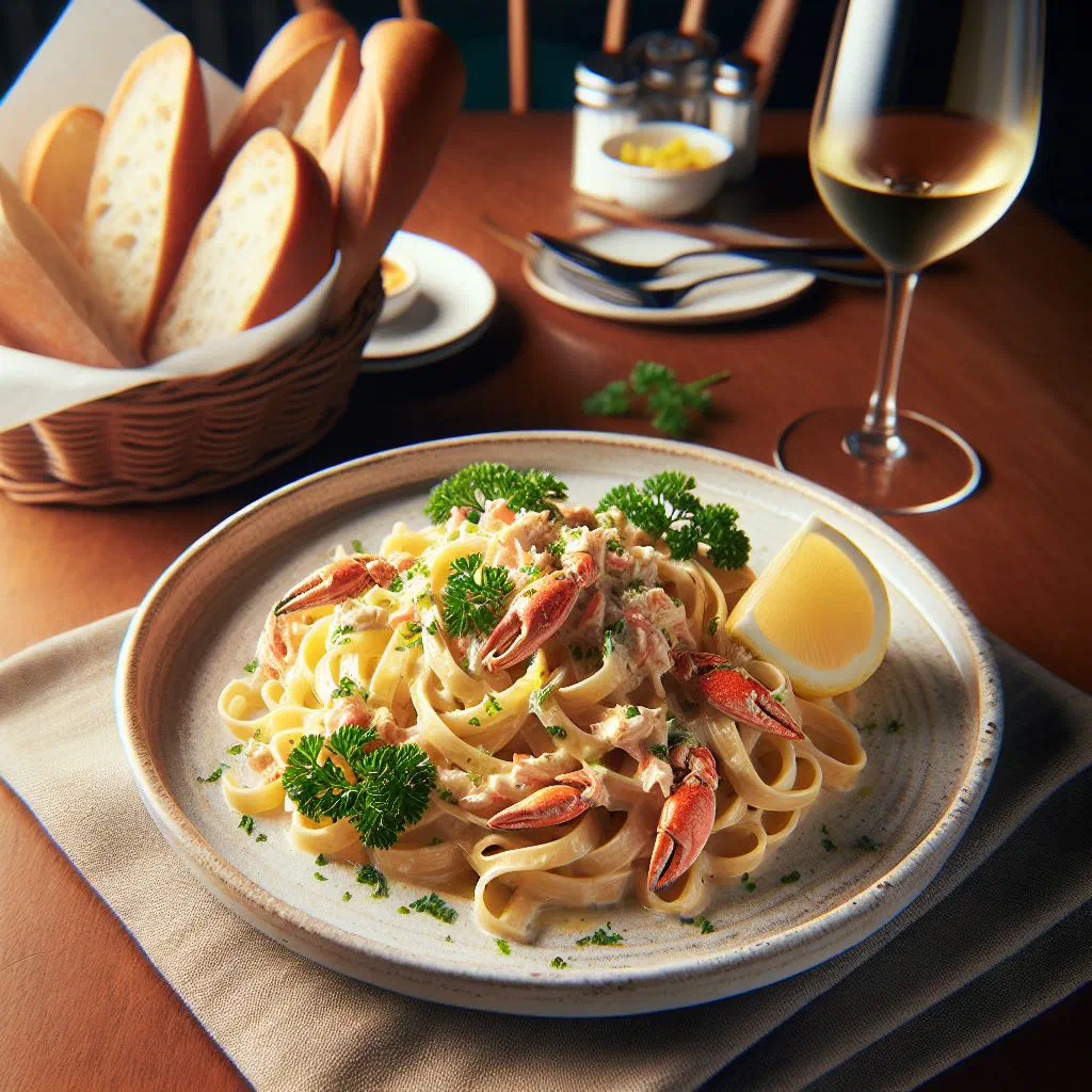 Creamy aligue pasta tossed with garlic and fresh parsley